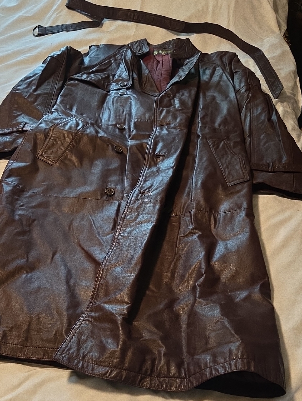 #H1007. Deerskin Men's Brown Leather Trench Coat